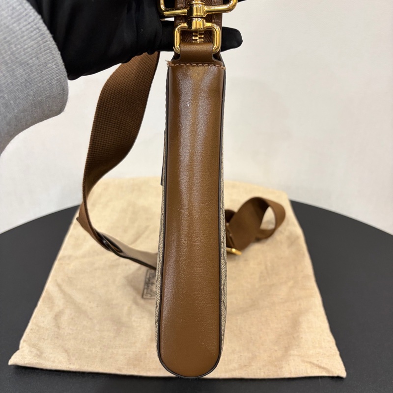 Gucci/古馳 老花復古雙G印花帆布郵差包單肩斜挎包‎-2
