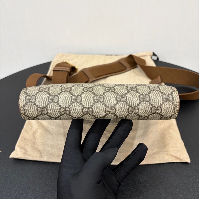Gucci/古馳 老花復古雙G印花帆布郵差包單肩斜挎包‎-4