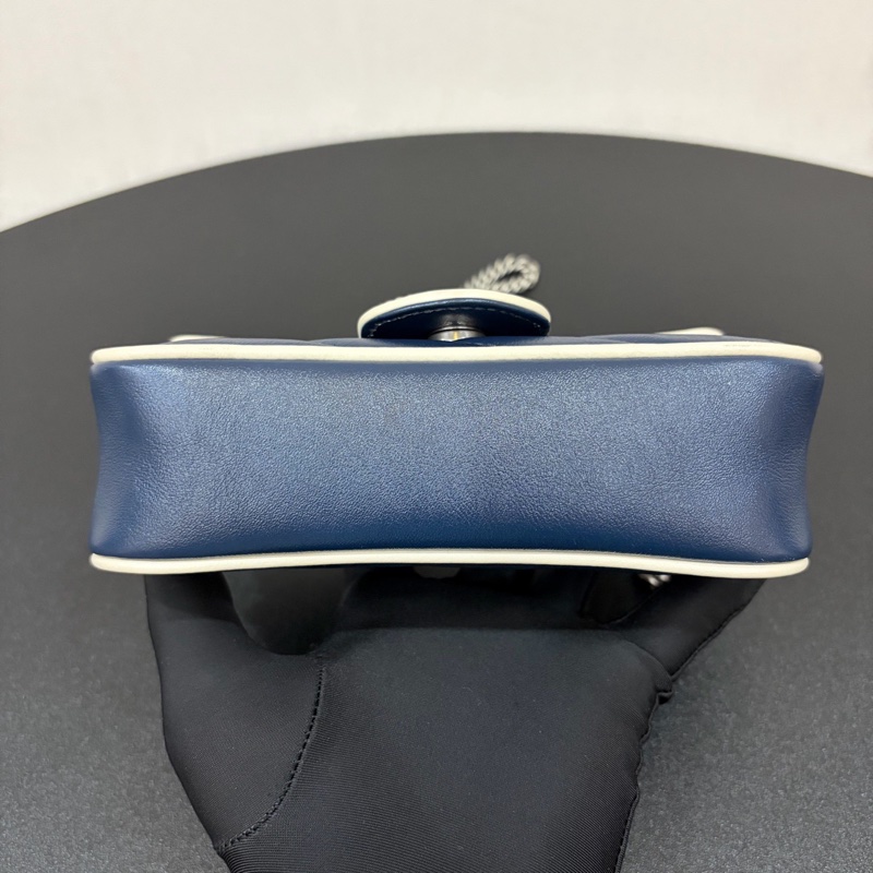 Gucci/古馳 藍白色馬蒙mini斜挎包-4