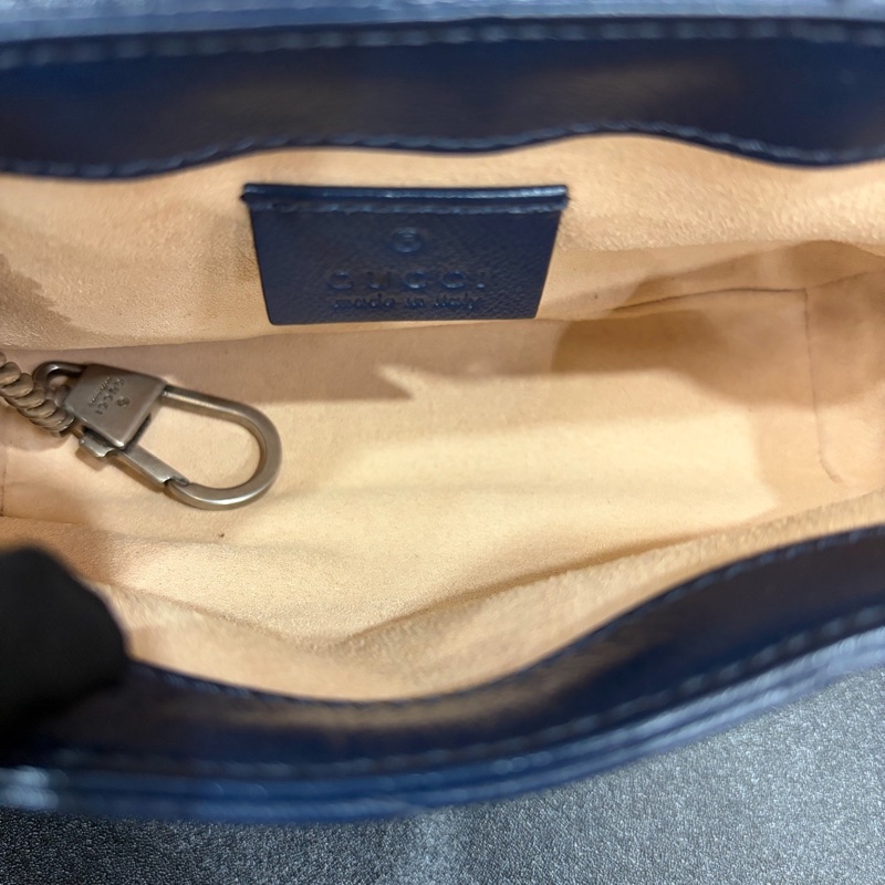 Gucci/古馳 藍白色馬蒙mini斜挎包-5