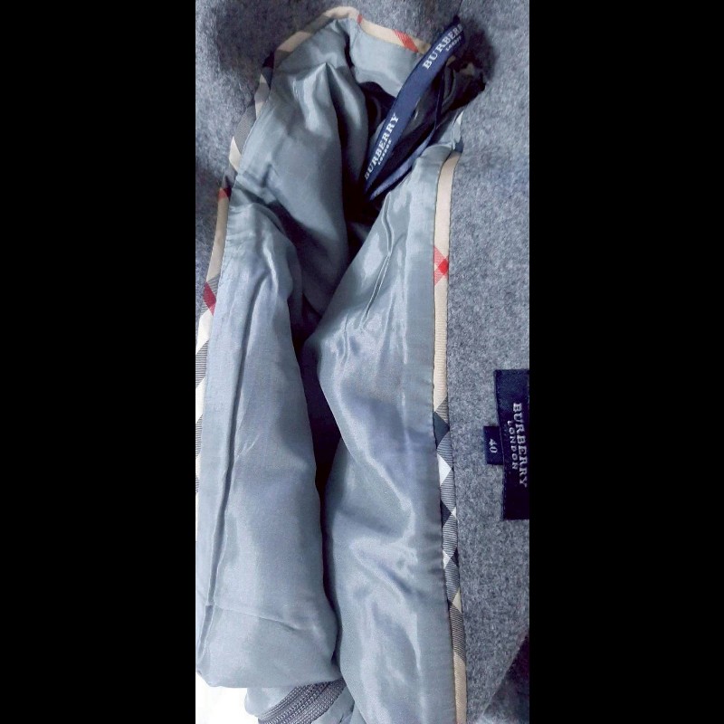 （日本製MIJ）BURBERRY 博柏利 LONDON 戰馬 女灰色混羊毛內裏魚尾及膝裙40號-7