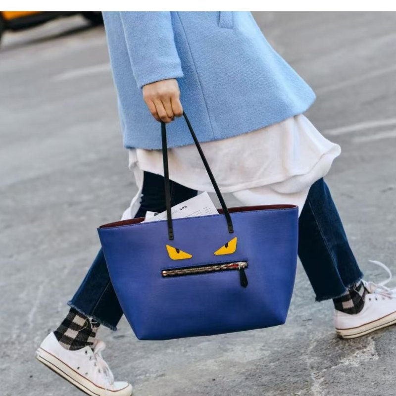FENDI 小怪獸托特購物袋藍色 35 *17*25cm 99新配件塵袋-0