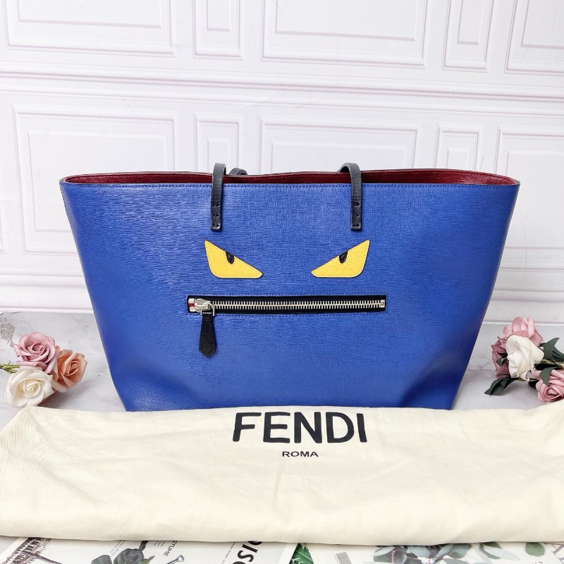 FENDI 小怪獸托特購物袋藍色 35 *17*25cm 99新配件塵袋-1