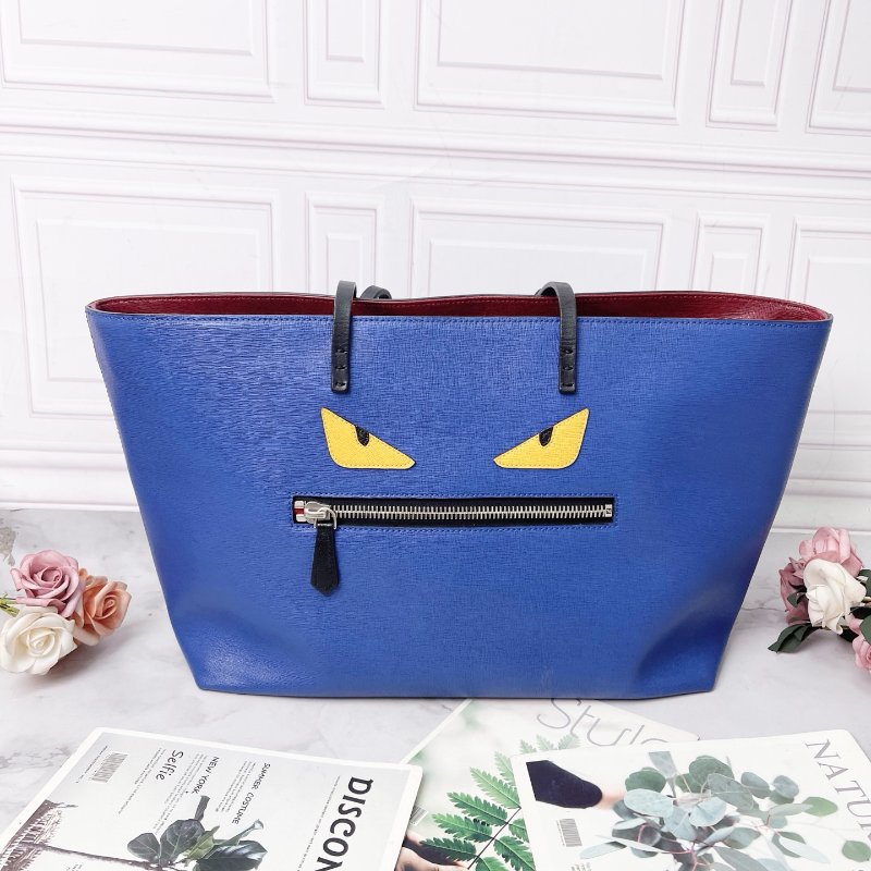 FENDI 小怪獸托特購物袋藍色 35 *17*25cm 99新配件塵袋-2