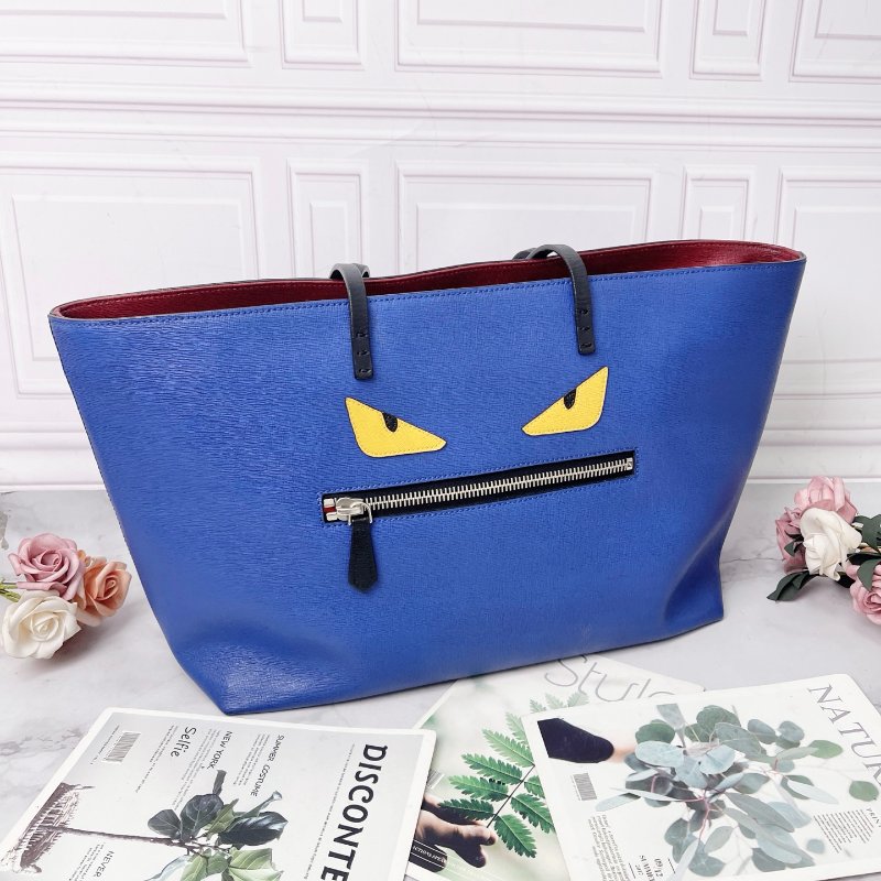 FENDI 小怪獸托特購物袋藍色 35 *17*25cm 99新配件塵袋-3