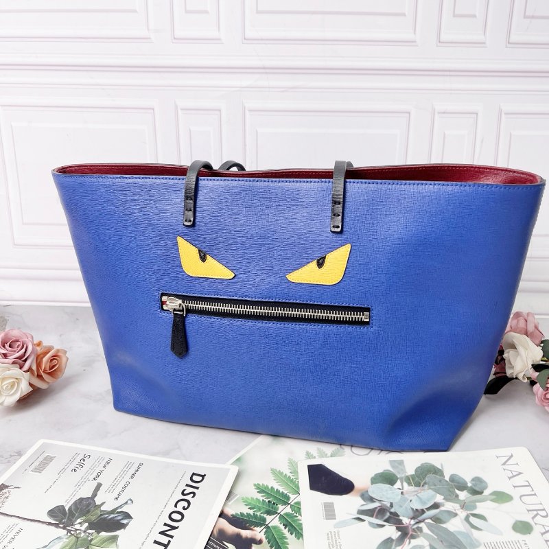 FENDI 小怪獸托特購物袋藍色 35 *17*25cm 99新配件塵袋-5