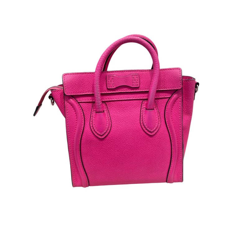 CELINE 賽琳 NANO LUGGAGE 迷你冏臉包 皮革 桃粉色 銀釦-2