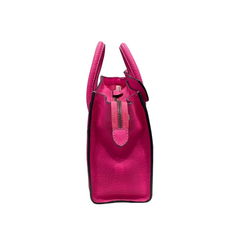 CELINE 賽琳 NANO LUGGAGE 迷你冏臉包 皮革 桃粉色 銀釦-4
