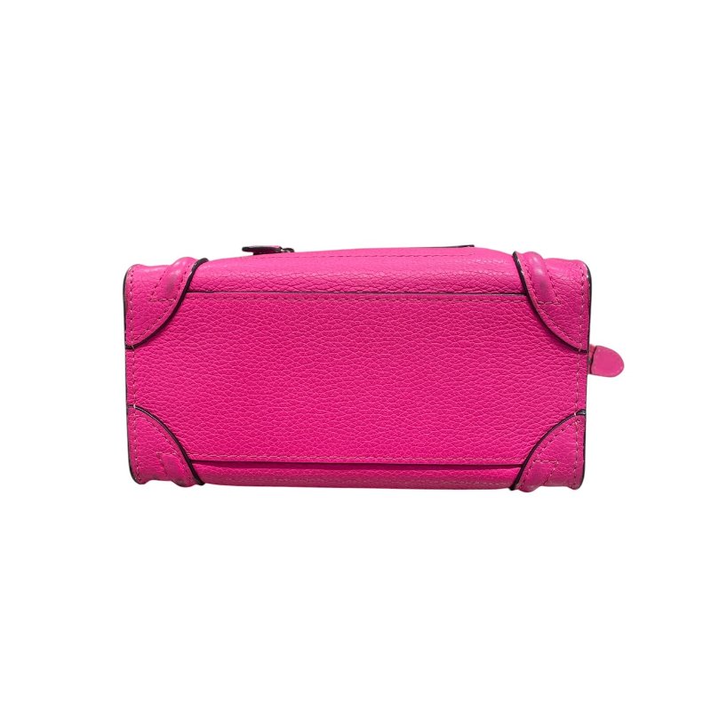 CELINE 賽琳 NANO LUGGAGE 迷你冏臉包 皮革 桃粉色 銀釦-5