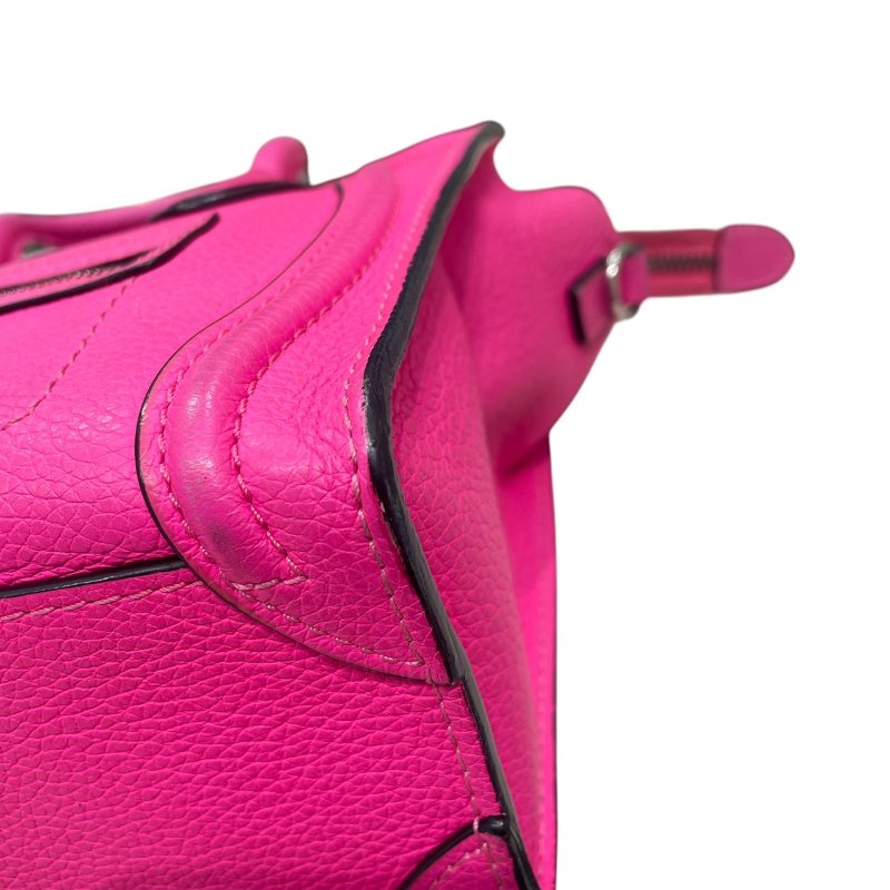 CELINE 賽琳 NANO LUGGAGE 迷你冏臉包 皮革 桃粉色 銀釦-7