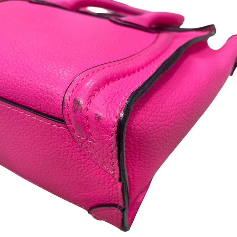 CELINE 賽琳 NANO LUGGAGE 迷你冏臉包 皮革 桃粉色 銀釦-9