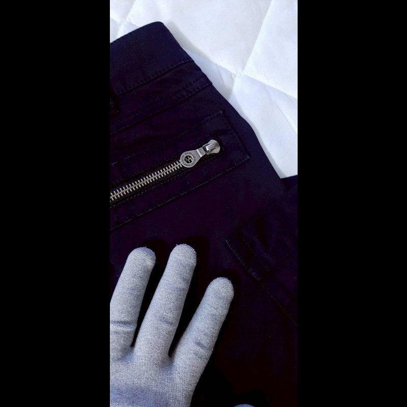 絕版BURBERRY博柏利 BLUE LABEL 藍標 戰馬 女黑色多口袋拉鍊褲管彈性休閒長褲38號-3