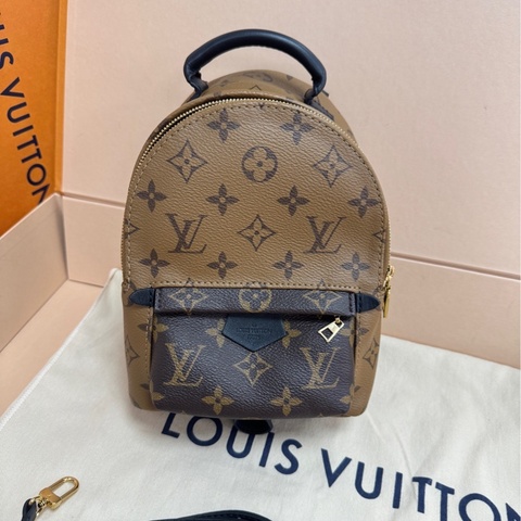 全新❤️Lv 路易威登 新款齙牙焦糖拼色老花plam springs mini小書包