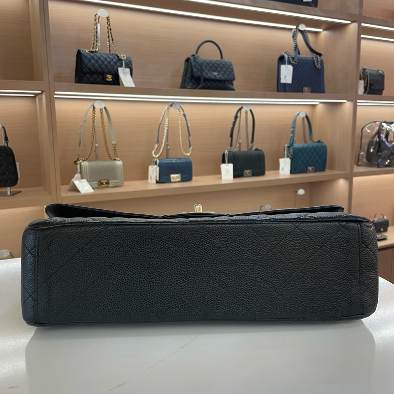 Chanel CF 黑金 荔枝皮 2010年 13開 大號 链条包 单肩斜挎包 有塵袋 無卡 無盒子-5