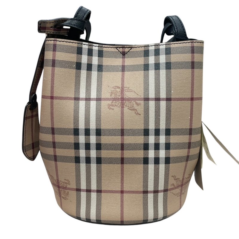 BURBERRY 巴寶莉 經典格紋水桶包 PVC帆布 黑色 金釦-2