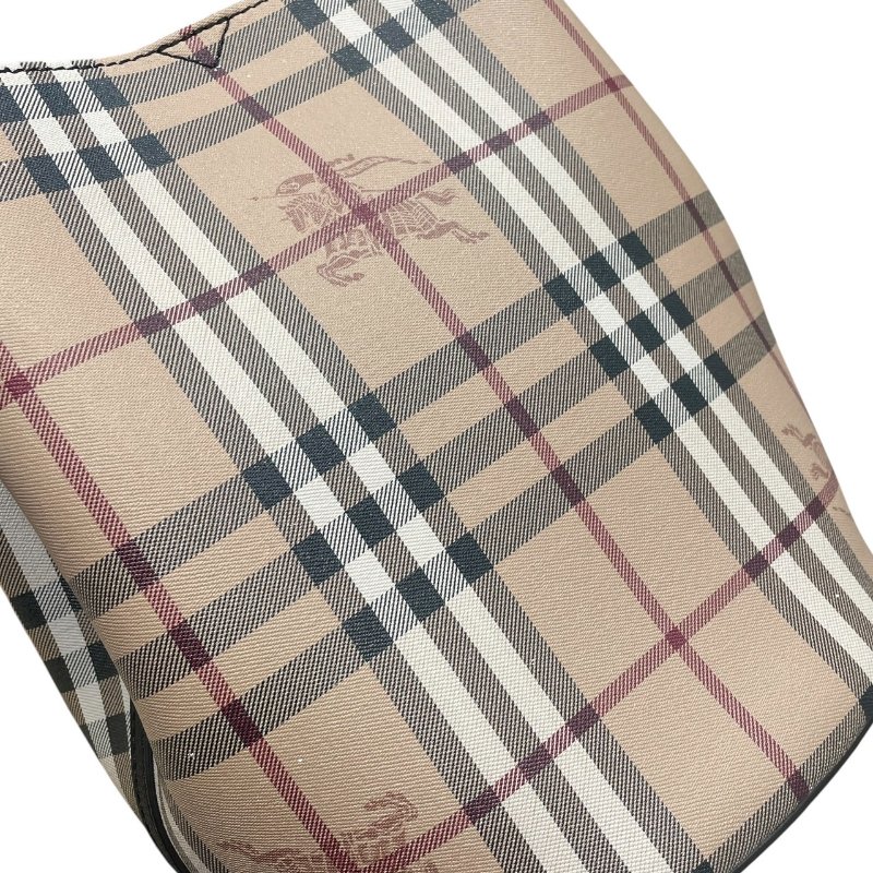 BURBERRY 巴寶莉 經典格紋水桶包 PVC帆布 黑色 金釦-10