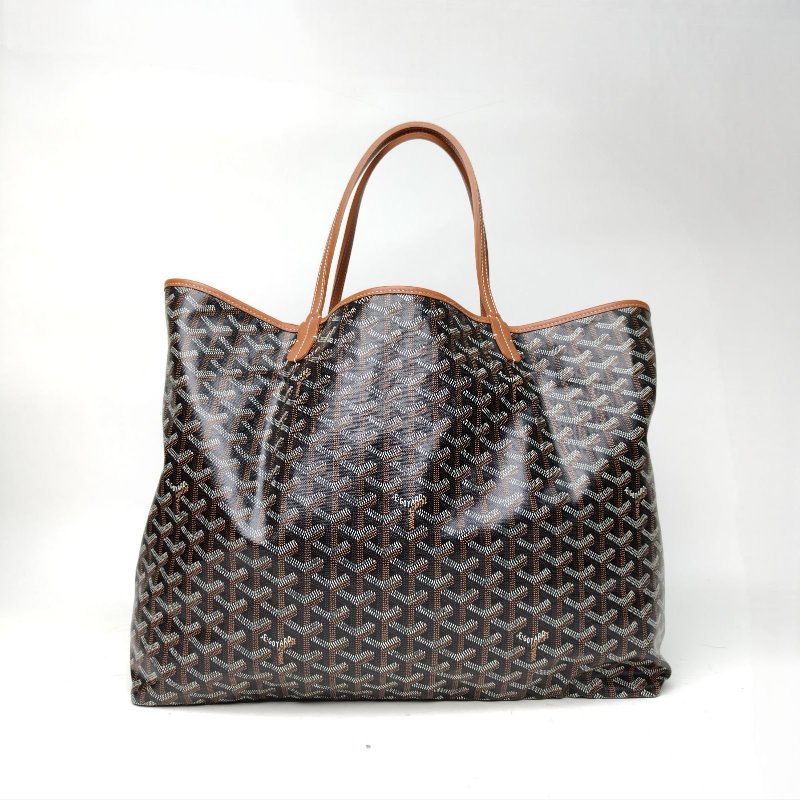 GOYARD 棕色PVC銀扣SaintLouis購物袋子母包大號肩背包-2