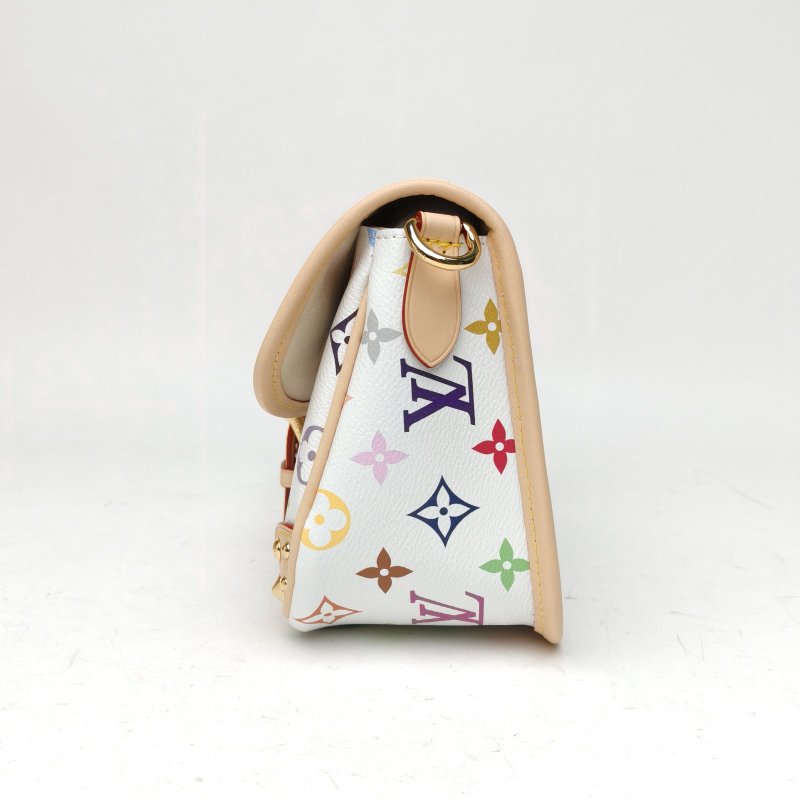 LOUIS VUITTON LVxTMDiane小號手袋村上隆聯名款白三彩PVC金扣晶片肩背包-3