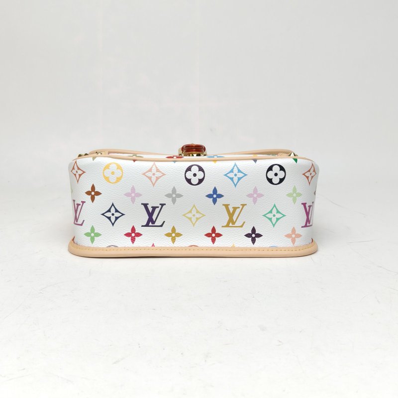 LOUIS VUITTON LVxTMDiane小號手袋村上隆聯名款白三彩PVC金扣晶片肩背包-4