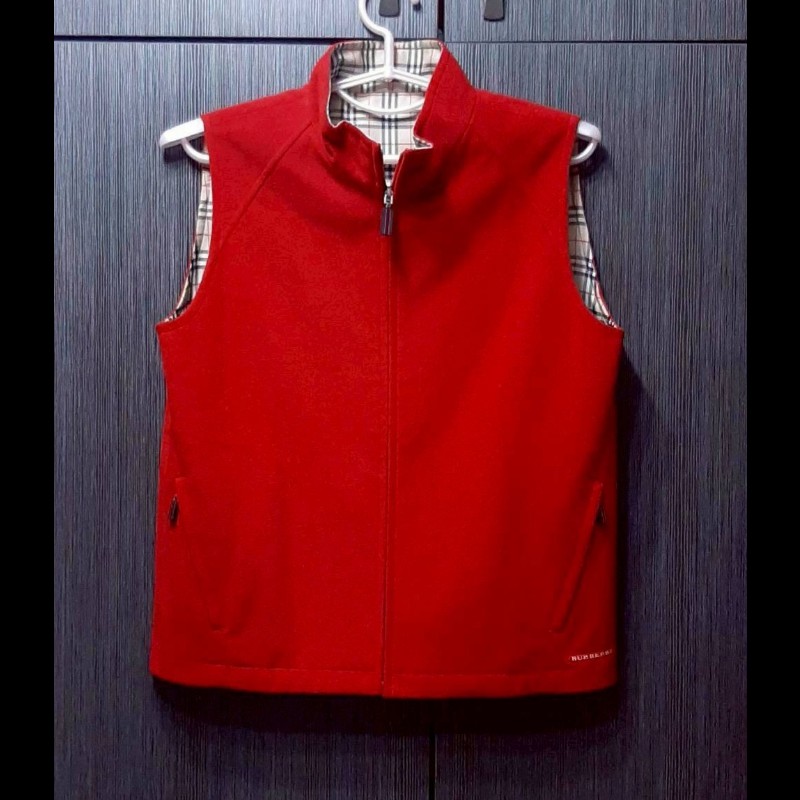 BURBERRY 博柏利 GOLF高爾夫球 女紅＆經典格紋雙面穿背心L-2