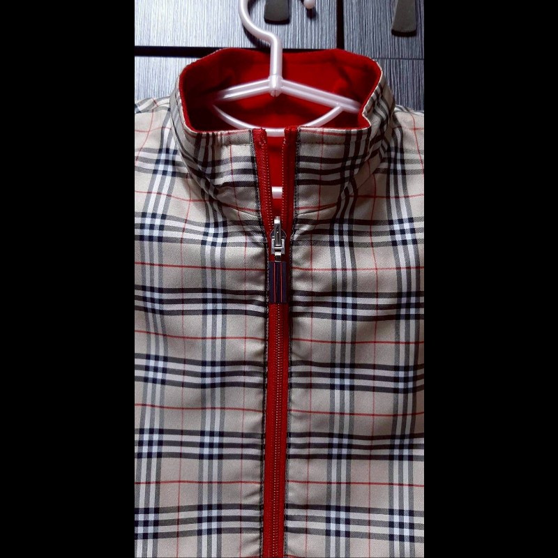 BURBERRY 博柏利 GOLF高爾夫球 女紅＆經典格紋雙面穿背心L-4