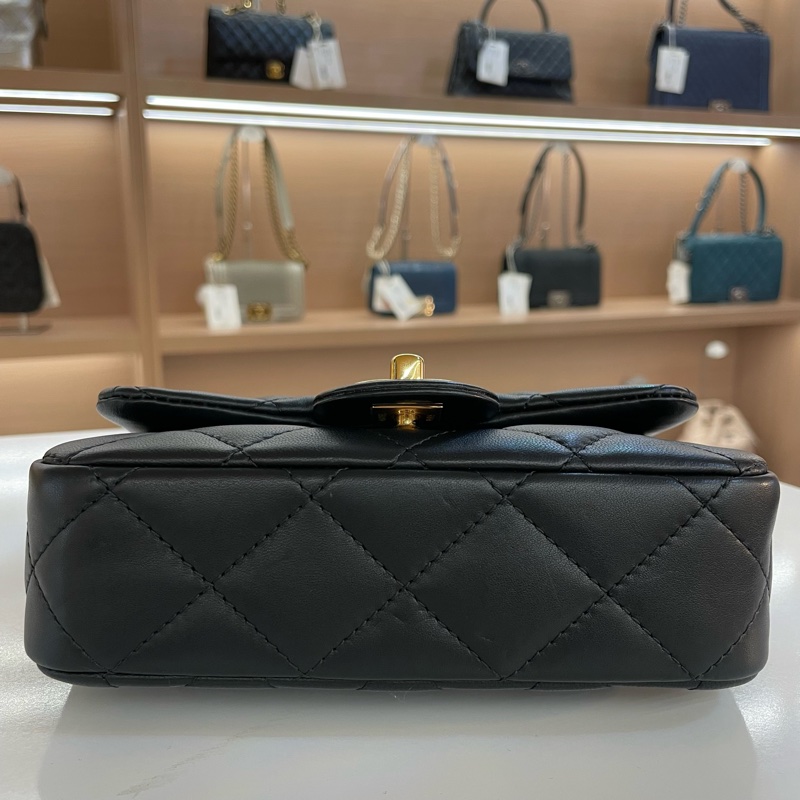 CHANEL 鏈條單肩斜挎包 黑色亚克力手柄CF 小號 有塵袋 無卡 無盒子 尺寸 底長18*高12cm-2