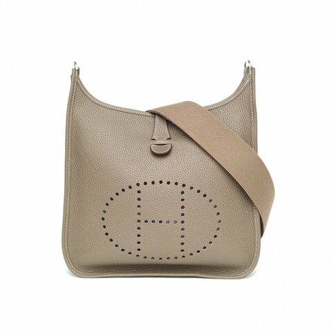 HERMES Evelyne小號29大象灰TC皮W刻銀扣肩背包