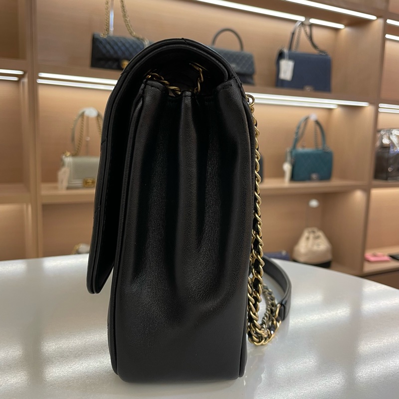 Chanel香奈儿 黑武士斜纹金币链条包 有卡 有塵袋 無盒子尺寸 底長27*高19cm-2