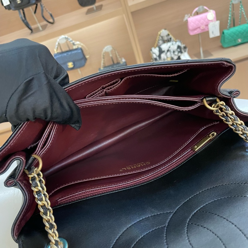 Chanel香奈儿 黑武士斜纹金币链条包 有卡 有塵袋 無盒子尺寸 底長27*高19cm-9