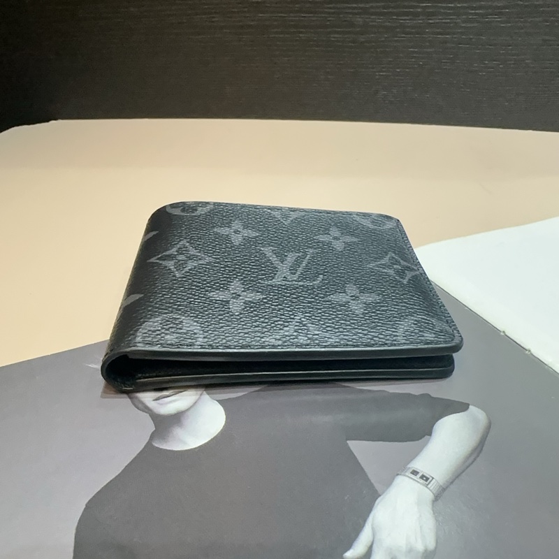 Lv 黑灰原花Slender對開8卡短夾-2