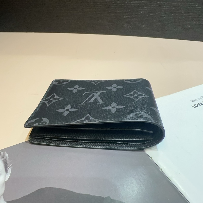 Lv 黑灰原花Slender對開8卡短夾-4