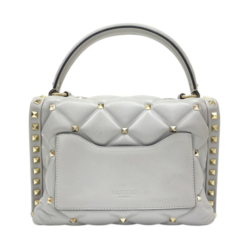 灰色 牛皮 Candystud Top Handle 鉚釘 兩用包【Valentino 范倫鐵諾】-1