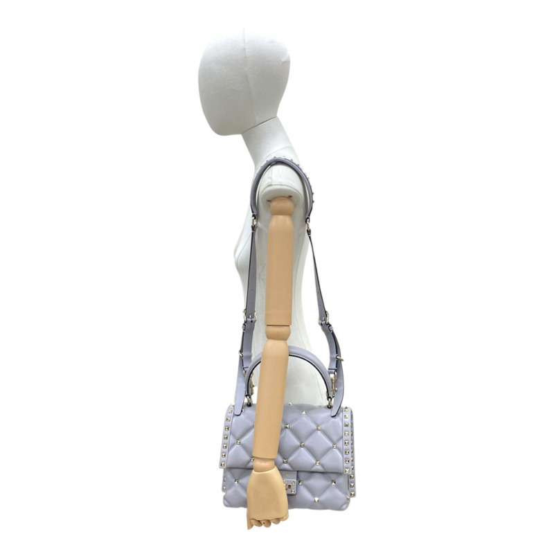 灰色 牛皮 Candystud Top Handle 鉚釘 兩用包【Valentino 范倫鐵諾】-10