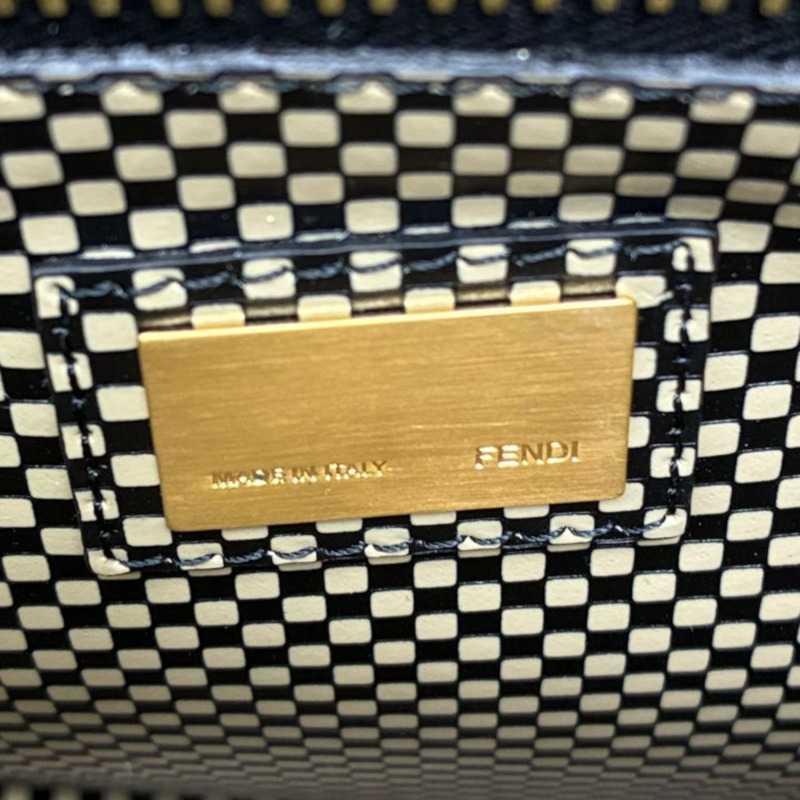 棕色 帆布 花卉珠飾 Peekaboo 兩用包【FENDI 芬迪】 8BN226-4