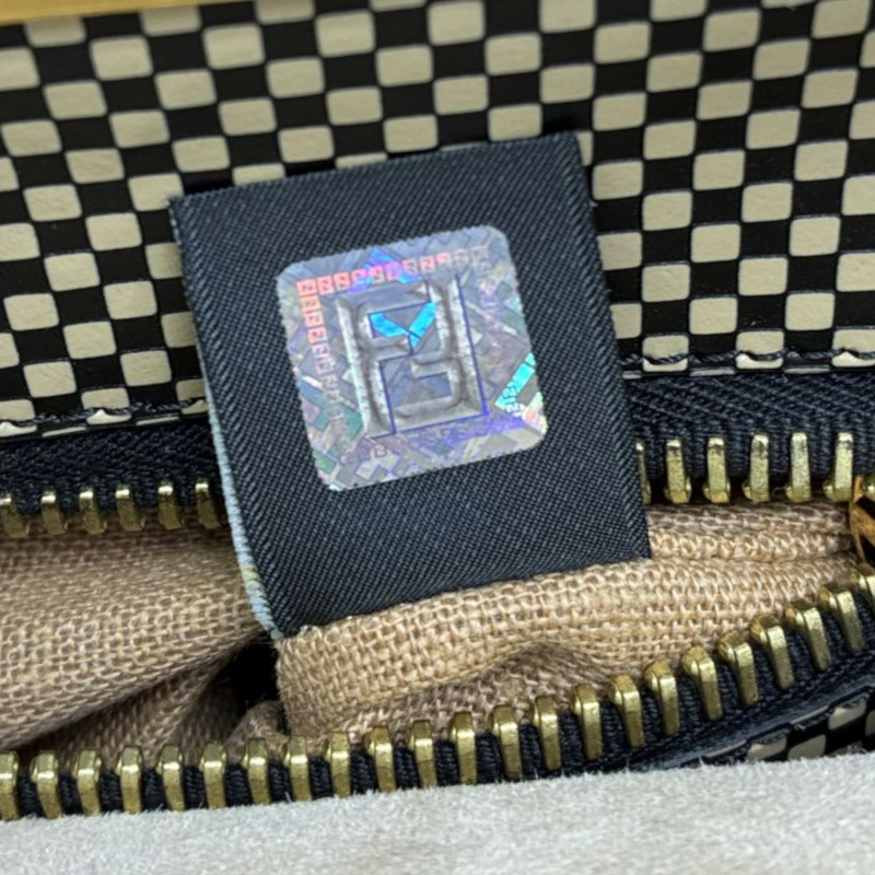 棕色 帆布 花卉珠飾 Peekaboo 兩用包【FENDI 芬迪】 8BN226-6