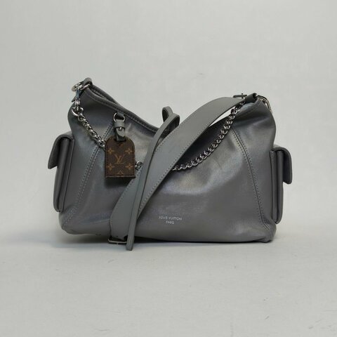 LOUIS VUITTON CARRYALLCargo小號灰色羊皮銀扣晶片肩背包