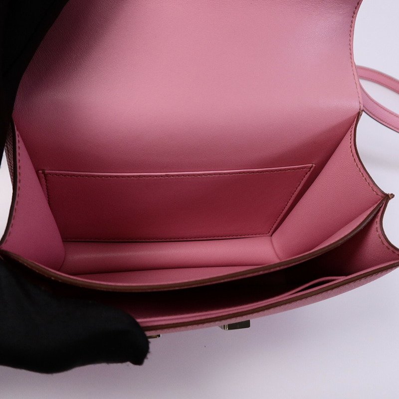 HERMES Epsom皮革Constance Mini肩背袋Bubblegum Pink-4