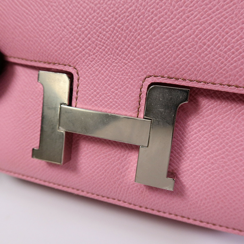 HERMES Epsom皮革Constance Mini肩背袋Bubblegum Pink-6