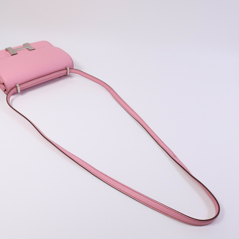HERMES Epsom皮革Constance Mini肩背袋Bubblegum Pink-8
