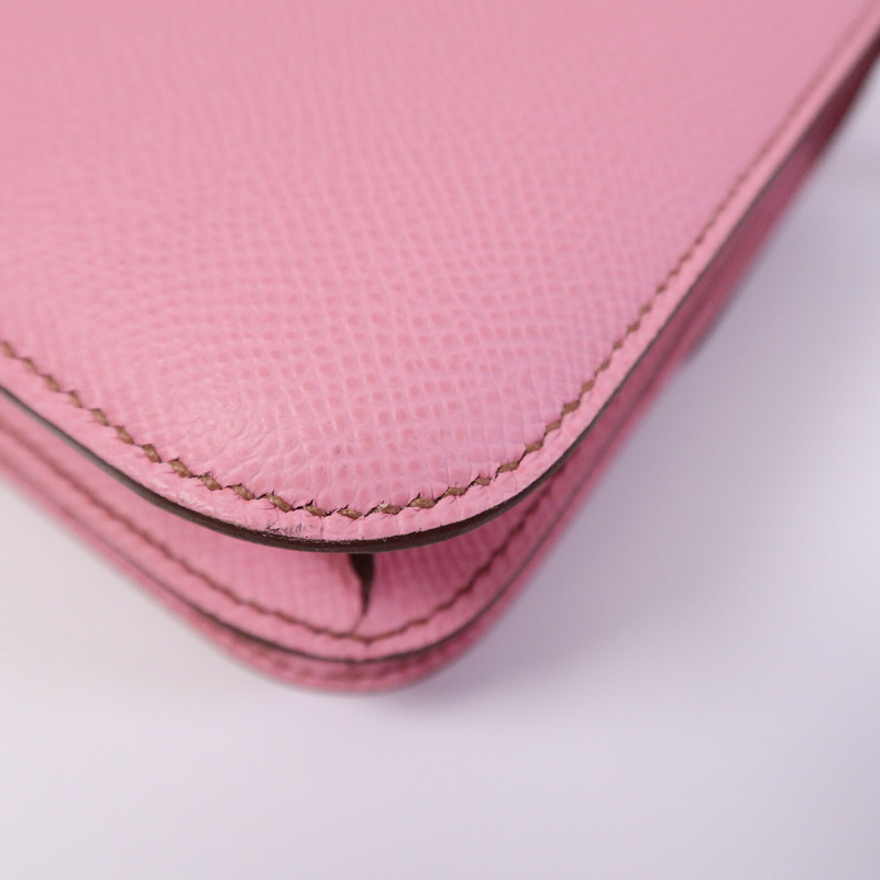 HERMES Epsom皮革Constance Mini肩背袋Bubblegum Pink-12