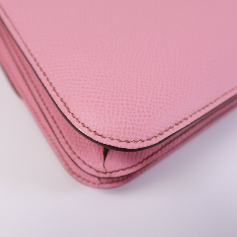 HERMES Epsom皮革Constance Mini肩背袋Bubblegum Pink-13