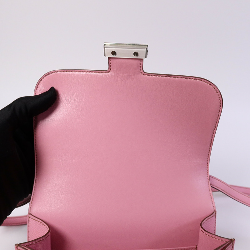 HERMES Epsom皮革Constance Mini肩背袋Bubblegum Pink-14