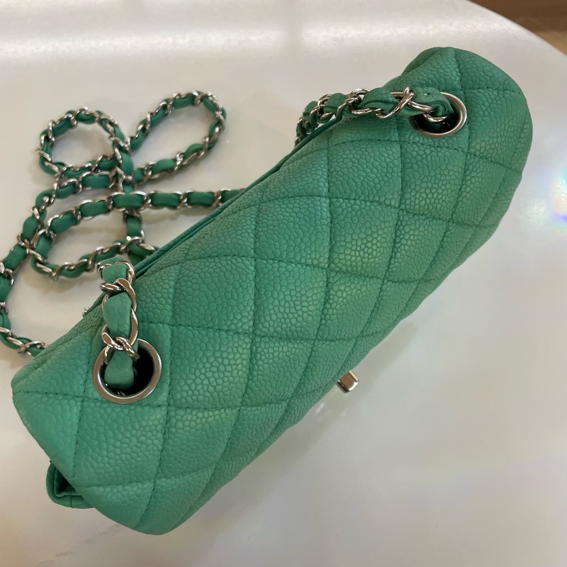 Chanel香奈儿绿银扣荔枝皮CF 小號 17開 無卡 無盒子 有塵袋 尺寸底長20*高12cm-8