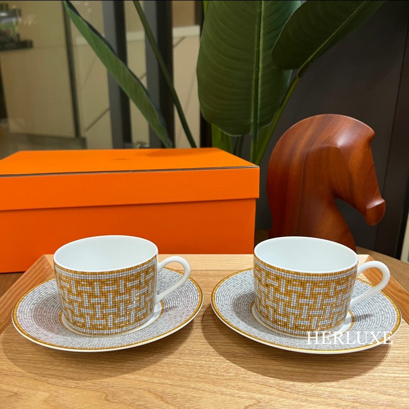 全新 金馬賽克茶杯組 一組兩入-4