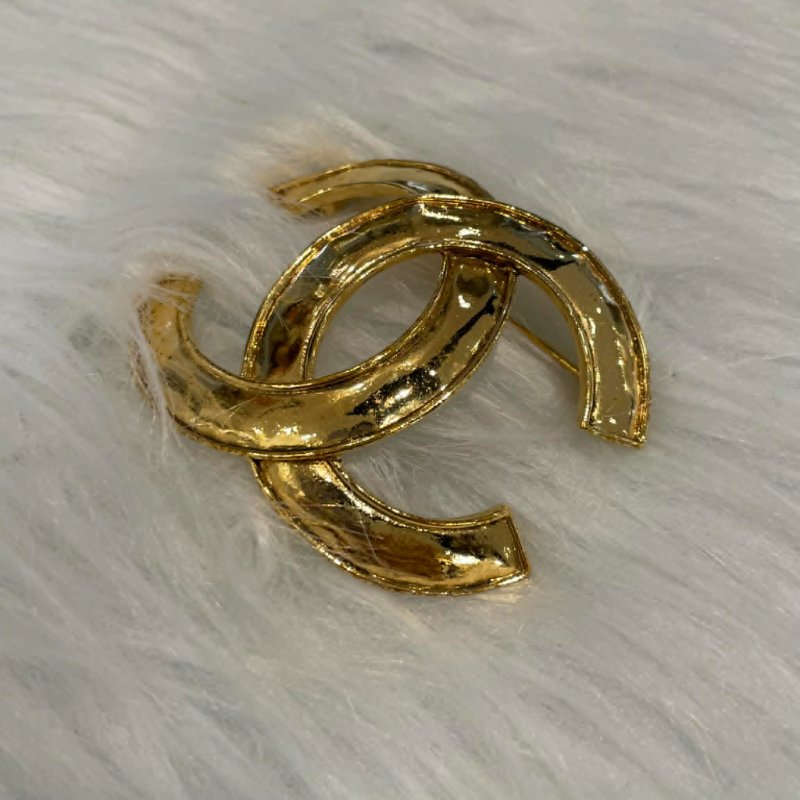 CHANEL 大雙C胸針 金色-2