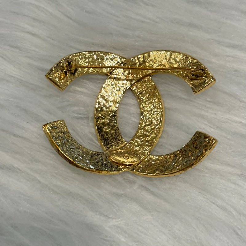 CHANEL 大雙C胸針 金色-3