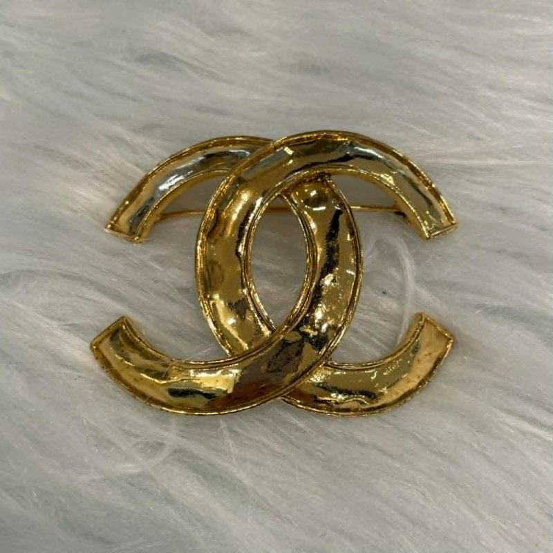 CHANEL 大雙C胸針 金色-4