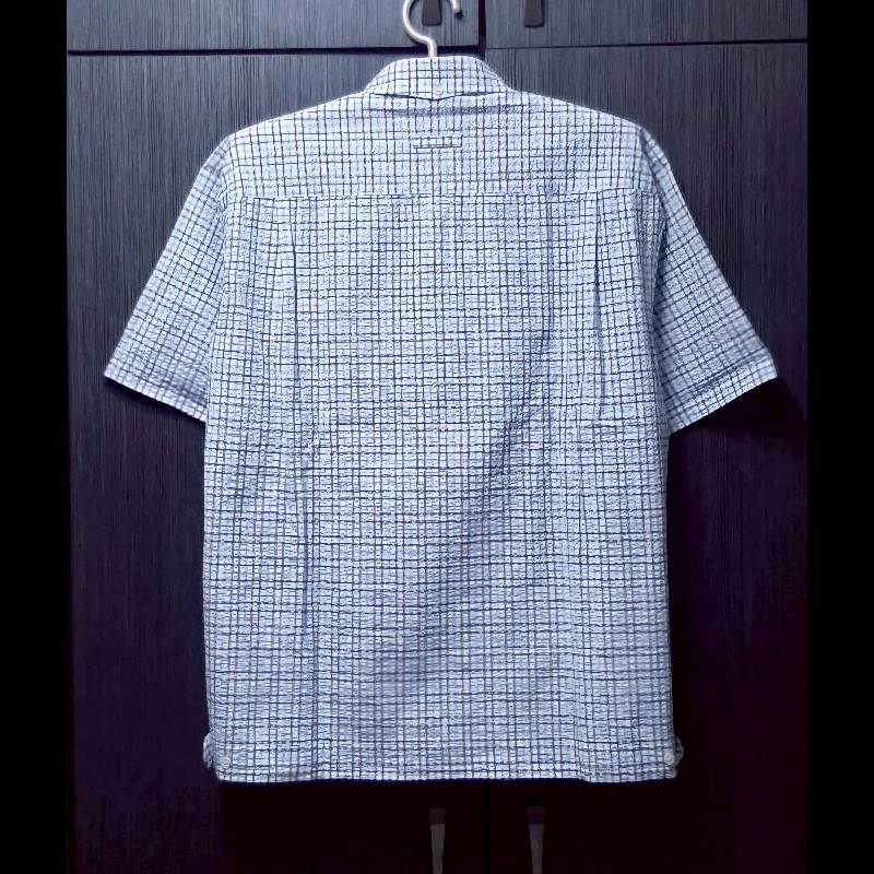 （日本製MIJ）BURBERRY 博柏利 LONDON 男華夫格紋短袖襯衫LL-1