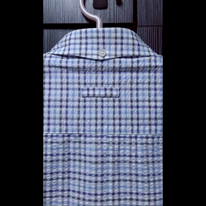 （日本製MIJ）BURBERRY 博柏利 LONDON 男華夫格紋短袖襯衫LL-3