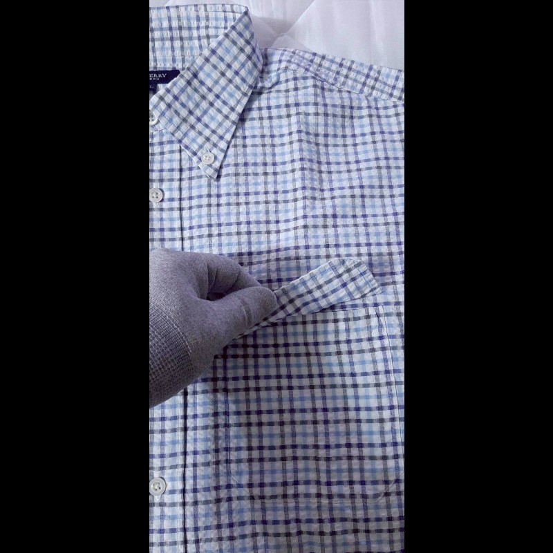 （日本製MIJ）BURBERRY 博柏利 LONDON 男華夫格紋短袖襯衫LL-4